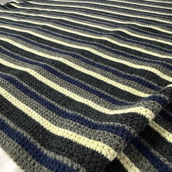 Vintage 90s Chenille Knit Sweater Plus 3X Striped Grunge Boxy Skater Masculine - Picture 4 of 10